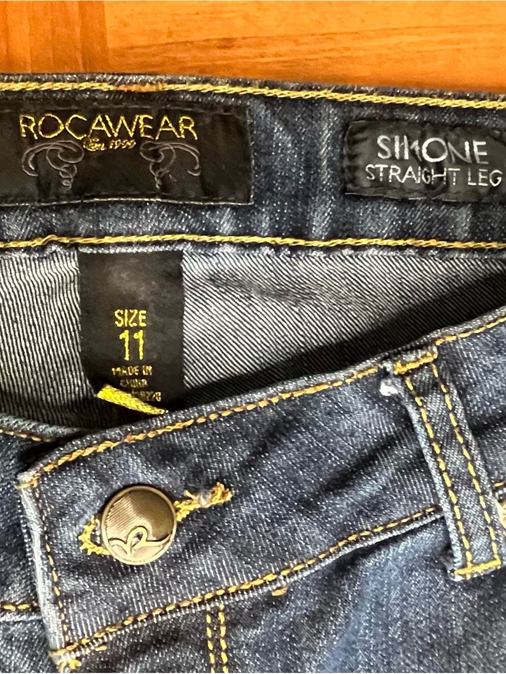 Rocawear Simone Straight Leg Jeans Size 11 Embroidered Pockets Blue Denim - Picture 7 of 10